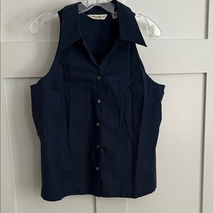 Eddie Bauer Dark Blue Sleeveless Button-Down Shirt